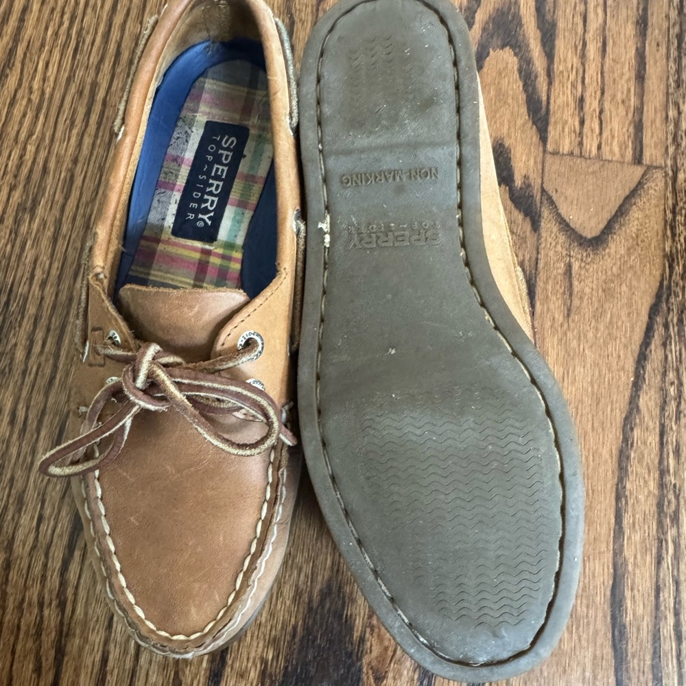 Sperry Tan Suede Boat Shoes with Rawhide Laces